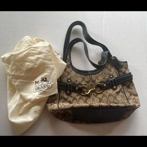 Coach signature purse brown tan leather
